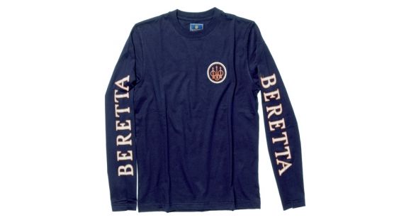Image of Beretta T-Shirt Double Logo Long Sleeve, Navy, Extra Large TS71729458XL