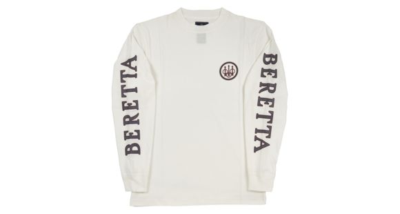 Image of Beretta T-Shirt Double Logo Long Sleeve, White, Small TS71729401S
