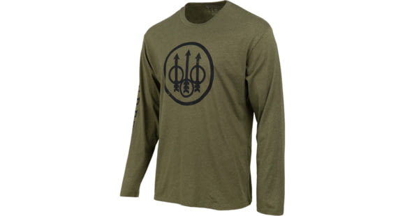Image of Beretta Trident Logo T-Shirt - Men's, Long Sleeve, Heather Mil Green, Large, TS229T189007AUL