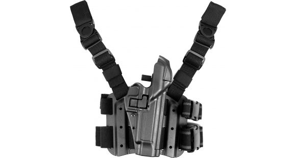 Image of BlackHawk SERPA Tactical Level 3 Thigh Holster, Beretta 92/Beretta 96, Right Hand, Matte, Black, 430604BK-R