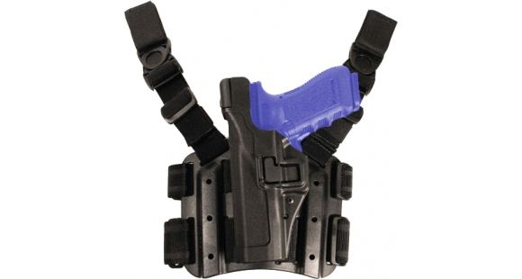 Image of BlackHawk SERPA Tactical Level 3 Thigh Holster, SIG Sauer P229/SIG Sauer P226/SIG Sauer P220/SIG Sauer P225/SIG Sauer P228/SIG Sauer P227, Left Hand, Matte, Black, 430606BK-L