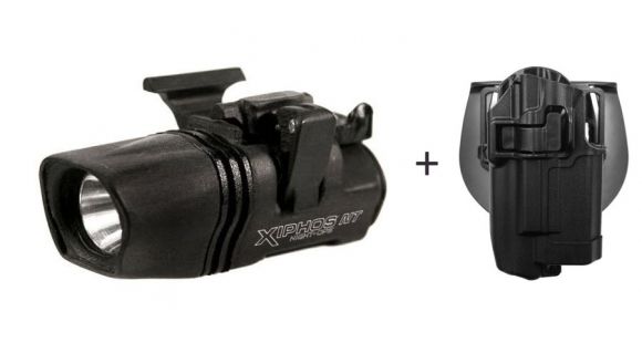 Image of BlackHawk Night-Ops Xiphos NTX Weapon Mounted Flashlight w/ BlackHawk Level 2 SERPA Holster For Glock 17/22/31