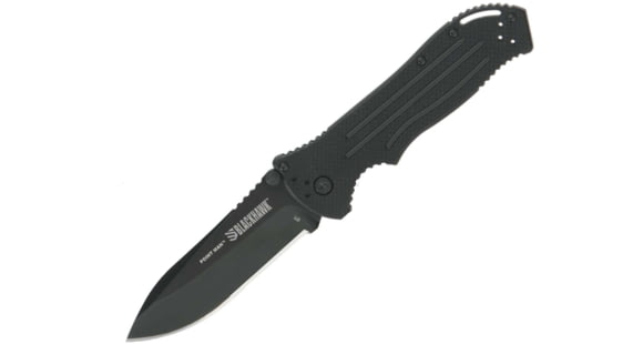 Image of BlackHawk Point Man Folding Knife, 3.38in, D2 Tool Steel, Plain Edge, Sideliner G-10 Handle, Black, BH15PM201BK