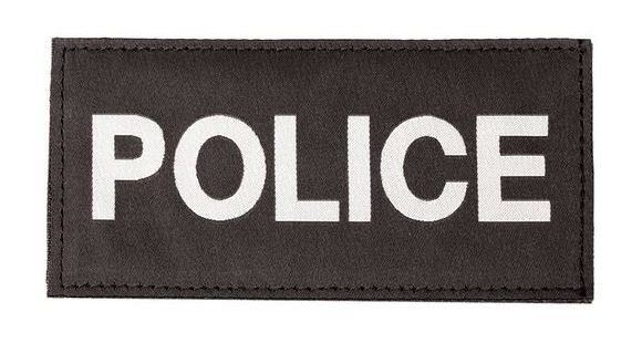 Image of Blackhawk Police Patch, White on Black