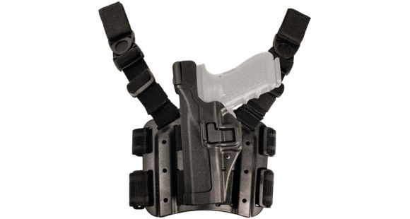 Image of BlackHawk SERPA Tactical Level 3 Thigh Holster, Smith &amp; Wesson Model 5946, Left Hand, Matte, Black, 430610BK-L