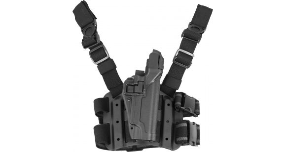 Image of BlackHawk SERPA Tactical Level 3 Thigh Holster, Heckler &amp; Koch USP 9mm/Heckler &amp; Koch USP .40 S&amp;W/Heckler &amp; Koch USP .45 ACP, Right Hand, Matte, Black, 430614BK-R