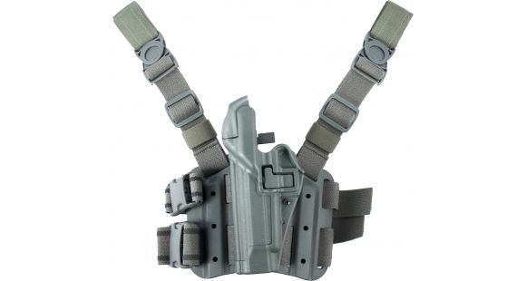 Image of BlackHawk SERPA Tactical Level 3 Thigh Holster, Beretta 92/Beretta 96/Beretta M9A1, Left Hand, Matte, Foliage Green, 430604FG-L