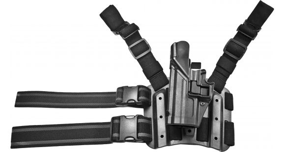 Image of BlackHawk SERPA Tactical Level 3 Thigh Holster, Heckler &amp; Koch P30, Left Hand, Matte, Black, 430617BK-L