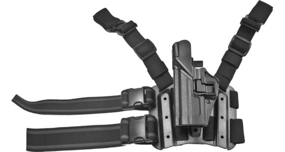 Image of BlackHawk SERPA Tactical Level 3 Thigh Holster, Heckler &amp; Koch P2000/Heckler &amp; Koch P2000SK, Left Hand, Matte, Black, 430616BK-L