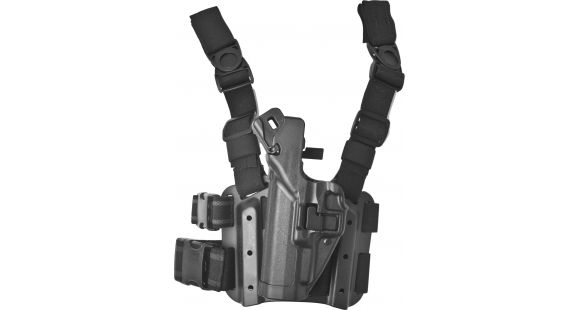 Image of BlackHawk SERPA Tactical Level 3 Thigh Holster, Springfield Armory XD/Springfield Armory XD-M, Left Hand, Matte, Black, 430607BK-L