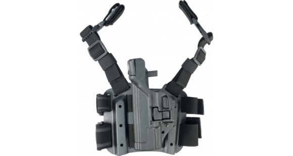 Image of BlackHawk SERPA Tactical Level 3 Thigh Holster, Walther P99, Left Hand, Matte, Black, 430624BK-L