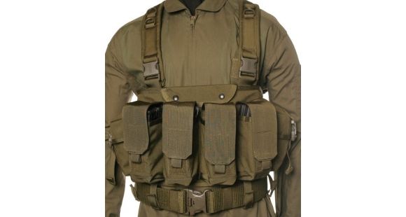 Image of BlackHawk Tactical Commando Chest Harness, AK-47, M-16, and M-1 Magazines, Olive Drab, 55CO00OD