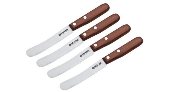 Image of Boker USA Bagel Knife,4.5in CVM Steel,Traditional Cherry Wood Handle,Set of 4 130101SET