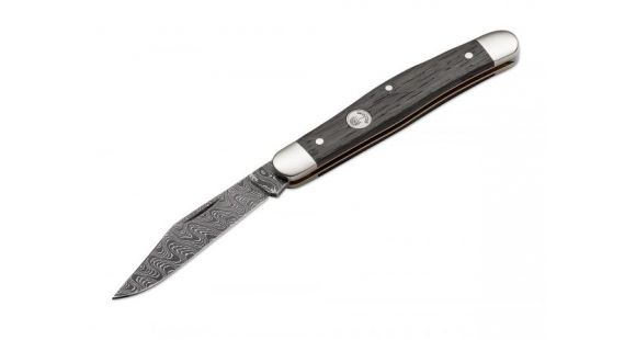 Image of Boker USA Boker Stockman Classic Damascus Folding Pocket Knife,2.9in Damascus Steel Blade,Bog Oak Wood Brown Handle, 117477DAM