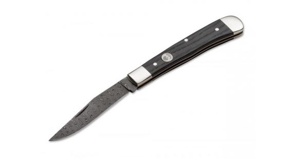 Image of Boker USA Boker Trapper Classic Damascus Folding Pocket Knife,3.3in Damascus Steel Blade,Bog Oak Wood Brown Handle, 112545DAM
