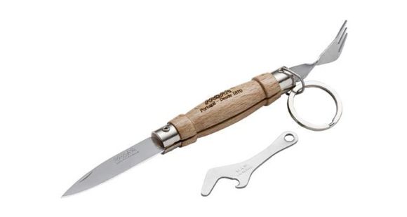 Image of Boker USA MAM AISI 420 Stainless Steel Folder Knife, Canivete Com Garfo w/ Fork, Keychain, Bottle Opene, 2.26in. Blade 01MM009