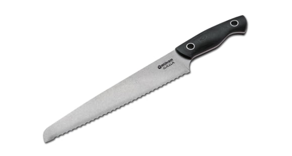 Image of Boker USA Saga Bread Knife,9.25in 440C Steel Stonewash Finish Blade, Black G10 Handle 130481