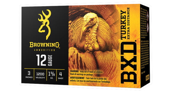 Image of Browning BXD Turkey 12 Gauge 3 in 1 5/8 oz #4 Centerfire Shotgun Shot Ammo, 10 Rounds, B193911234