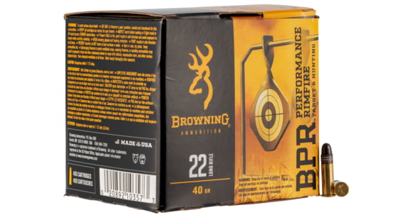 Image of Browning BPR .22 Long Rifle 40 grain Lead Round Nose Rimfire Ammo, 1600 Rounds, B194122400-CS