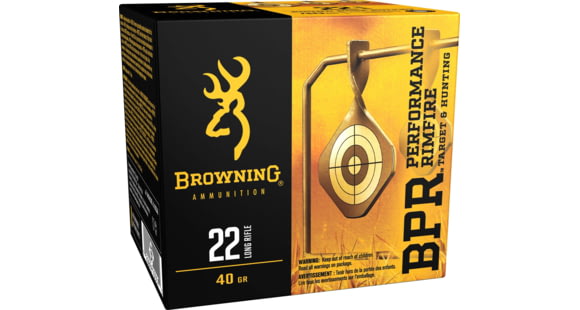 Image of Browning BPR .22 Long Rifle 40 grain Lead Round Nose Brass Cased Rimfire Ammo, 400 Rounds, B194122400
