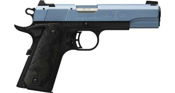 Image of Browning 1911-22 FS Black Label Semi Auto Pistol, 22 Long Rifle, 4.25 in Barrel, Fixed Sight, Alloy Polar Blue Frame, Wood Grip, 1-Mag, 10 Round Capacity, 51897490-FRRMPG