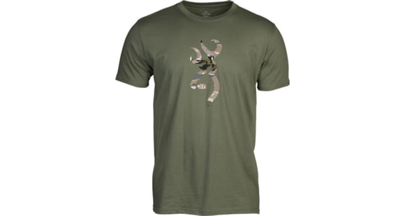 Image of Browning Camo Buckmark Short Sleeve T-Shirt - Men's, Military Green/OVIX, Large, 5010066403