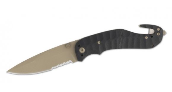 Image of Browning Duration Seat Belt Cutter Folding Knife,3.375in Drop Point Steel Blade, Black G-10 Handle 320173BL