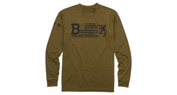 Image of Browning Graphic Long Sleeve Sun Shirt - Mens, Military Green, Large, 3011796403