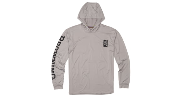 Image of Browning Hooded Long Sleeve Sun Shirt - Mens, Gray, XL, 3010729704