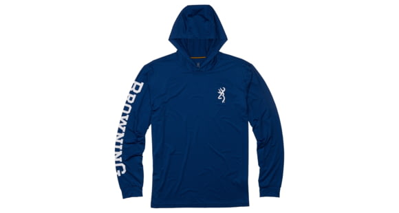 Image of Browning Hooded Long Sleeve Sun Shirt - Mens, Navy, 3XL, 3010729506