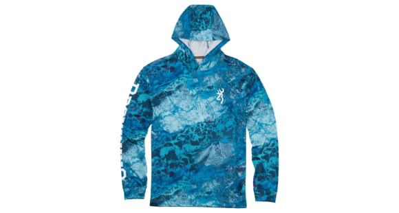 Image of Browning Hooded Long Sleeve Sun Shirt - Mens, RTW3 Blue, Small, 3010812901