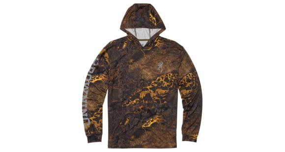 Image of Browning Hooded Long Sleeve Sun Shirt - Mens, RTW3 Gold, Small, 3010722901