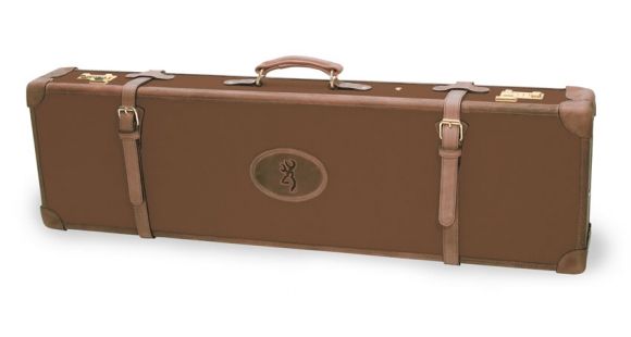 Image of Browning Leather/Canvas Universal Gun Case - Brown w/ Wood Frame &amp; Two Combination Locks