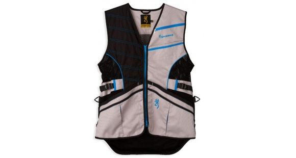 Image of Browning Men's Ace Shooting Vest, Black/Gray/Blue,Extra Small 3050826500