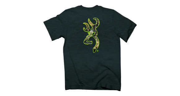 Image of Browning Men's Graphic Mo Country Buckmark Short Sleeve T-Shirt, Dark Heather, Mo Country, Safety Green, Extra Large, A000234400305