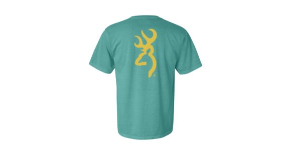 Image of Browning Mens Graphic Pigment Solid Buckmark Short Sleeve T-Shirt, Seafoam, Medium, A000236730103