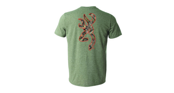Image of Browning Men's Graphic RT Xtra Buckmark Short Sleeve T-Shirt, Heather Military Green, Rt Xtra, Safety Orange, 2XL, A000234330106