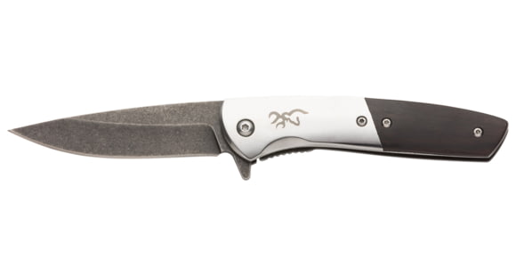 Image of Browning Nine Mile 3in Folding Knife, Drop Point, D2 Tool Steel Blade, Wood Handle, Black, 3220471