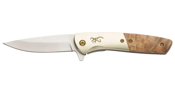 Image of Browning Nine Mile Folding Knife, 3in, D2 High Carbon Steel, Drop Point, Wood Handle, N, 3220470