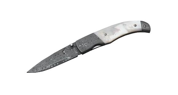 Image of Browning Storm Front Damascus Folding Knife,3.0625in Steel Blade,Mother of Pearl Handle 3220241