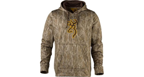 Image of Browning Long Sleeve Tech Hoodie - Mens, Mossy Oak Bottomland, Large, 3011881903