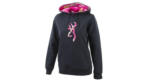 Image of Browning WoMen's Buckmark Camo Sweatshirt, Black, Rt Ap Fuchsia, 2XL, A000145100506
