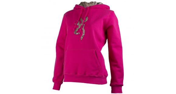 Image of Browning Womens Buckmark Camo Sweatshirt, Fuchsia, L BRI020004.420238.L