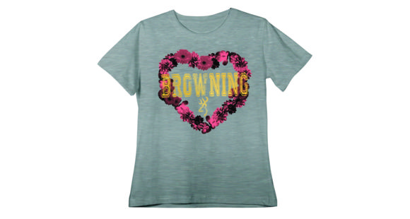 Image of Browning Womens Floral Heart S/S Tee-Classic, Heather, XL BRD020045.127427.XL