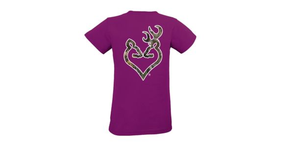 Image of Browning Women's Graphic Rt Extra Buckheart Short Sleeve T-Shirt, Fuchsia, Rt Xtra, White, Large, A000237360104