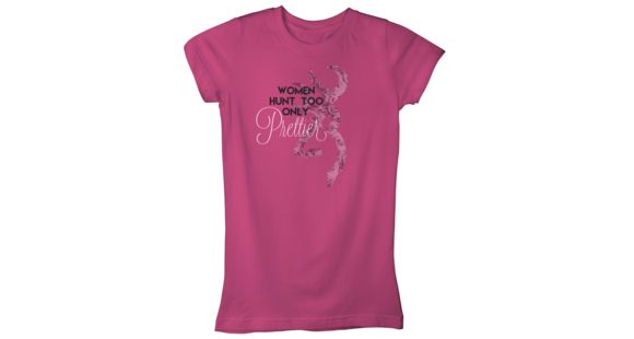 Image of Browning Womens Women Hunt Too S/S Tee-Fitted, Fuchsia, XL BRD020042.420900.XL