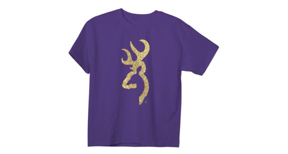 Image of Browning Youth Graphic Gold Glitter Buckmark Short Sleeve T-Shirt, Purple, Extra Small, A000240150101