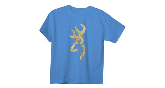 Image of Browning Youth Graphic Gold Glitter Buckmark Short Sleeve T-Shirt, Turquoise, Extra Small, A000240140101