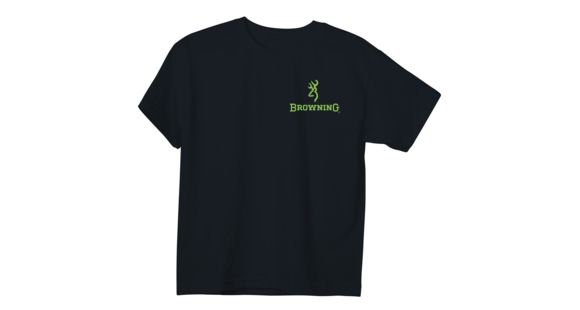 Image of Browning Youth Graphic Neon Green Buckmark Short Sleeve T-Shirt - Men's, Black, Extra Small, A000239600101