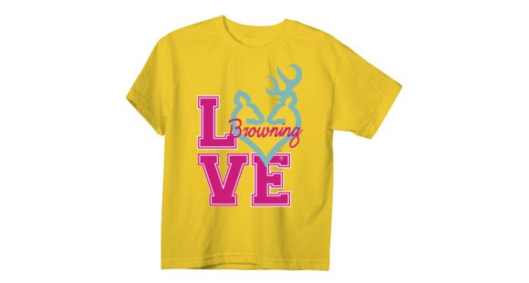 Image of Browning Youth Graphic Varsity Buckheart Short Sleeve T-Shirt, Yellow, Medium, A000295870103